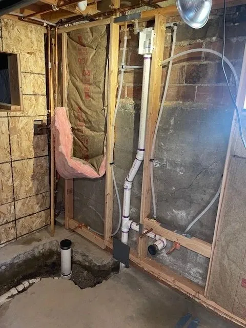 Sewage ejector pump pit toilet sink drain line water line install