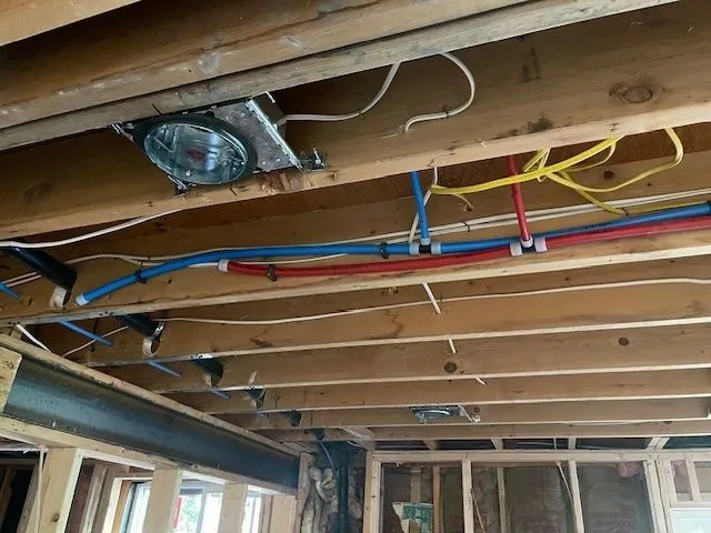 Pex piping in basement ceiling